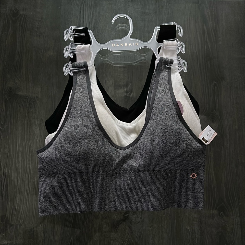 DIGWBBS Danskin Intimates Grey/White/Black Bralette Set